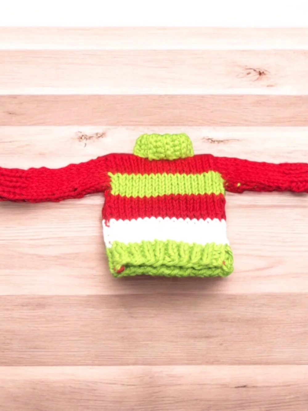 Hand Knit Mini Christmas Striped Sweater Ornament | Holiday Decor, Gift Topper
